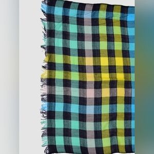 Colorful Pastel Check Fringe Square Scarf